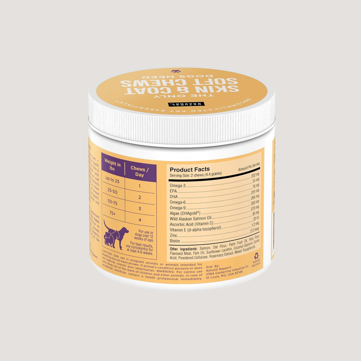 Natural Rapport Dog Skin and Coat 120 Masticables