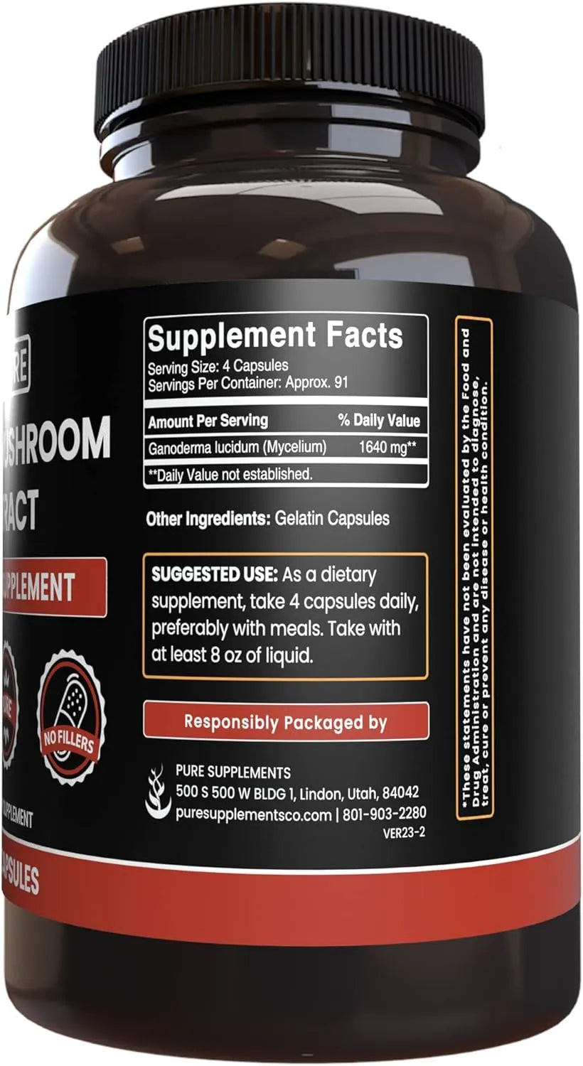 PURE ORIGINAL INGREDIENTS - Pure Original Ingredients Reishi Mushroom Extract 365 Capsulas - The Red Vitamin MX - Suplementos Alimenticios - {{ shop.shopifyCountryName }}