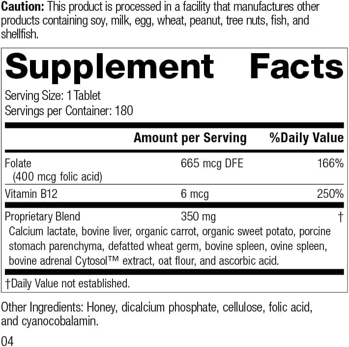 STANDARD PROCESS - Standard Process Folic Acid B12 180 Tabletas - The Red Vitamin MX - Suplementos Alimenticios - {{ shop.shopifyCountryName }}