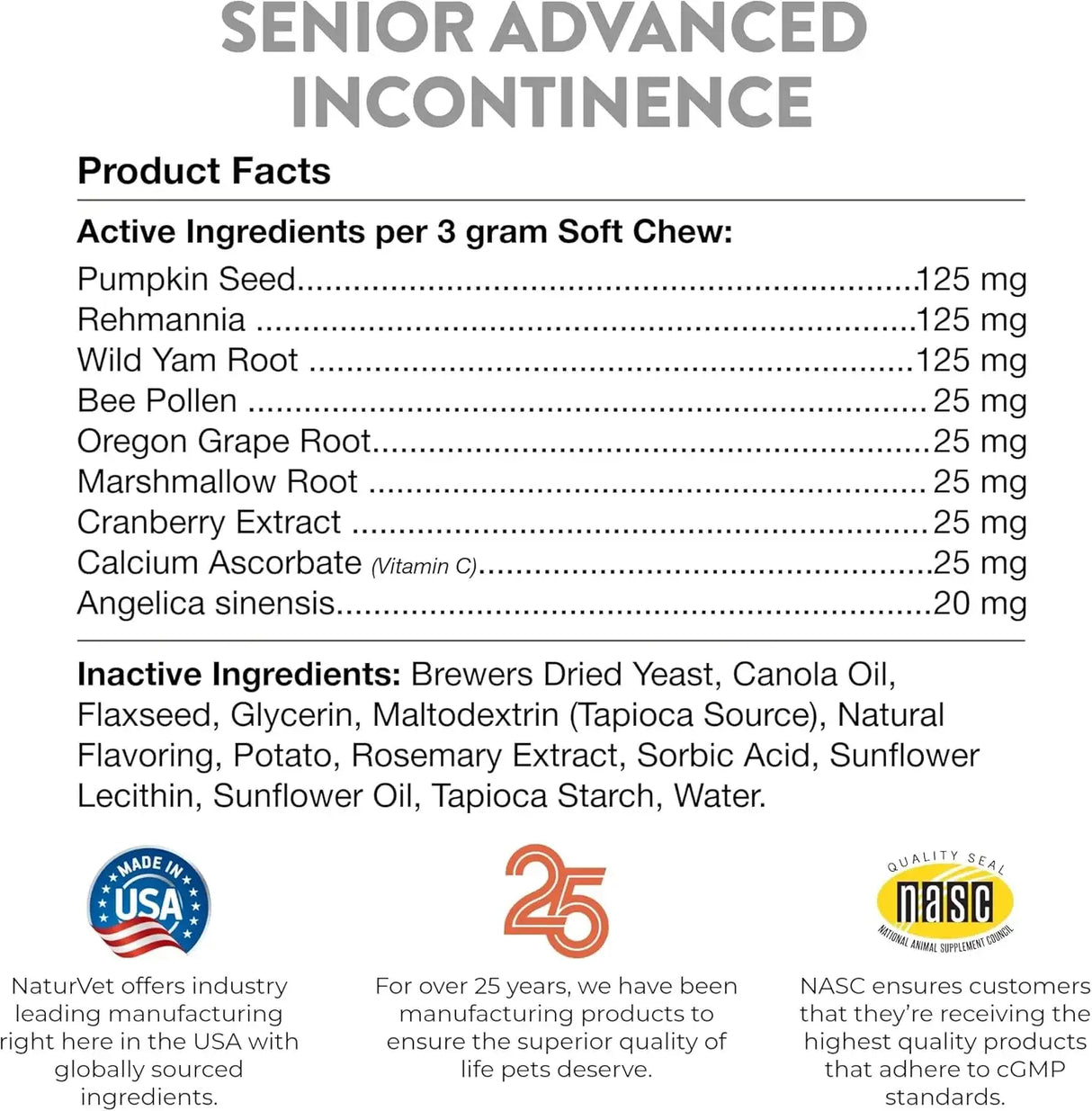 NATURVET - NaturVet Senior Advanced Incontinence Dog Supplement 60 Masticables - The Red Vitamin MX - Salud De Tracto Urinario Para Perros - {{ shop.shopifyCountryName }}