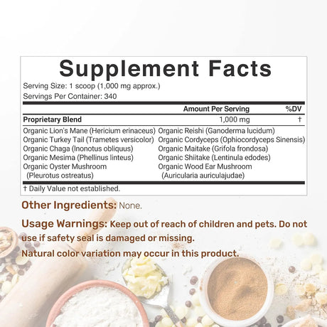 DEAL SUPPLEMENT - DEAL SUPPLEMENT Organic Mushroom Powder 340Gr. - The Red Vitamin MX - Suplementos Alimenticios - {{ shop.shopifyCountryName }}