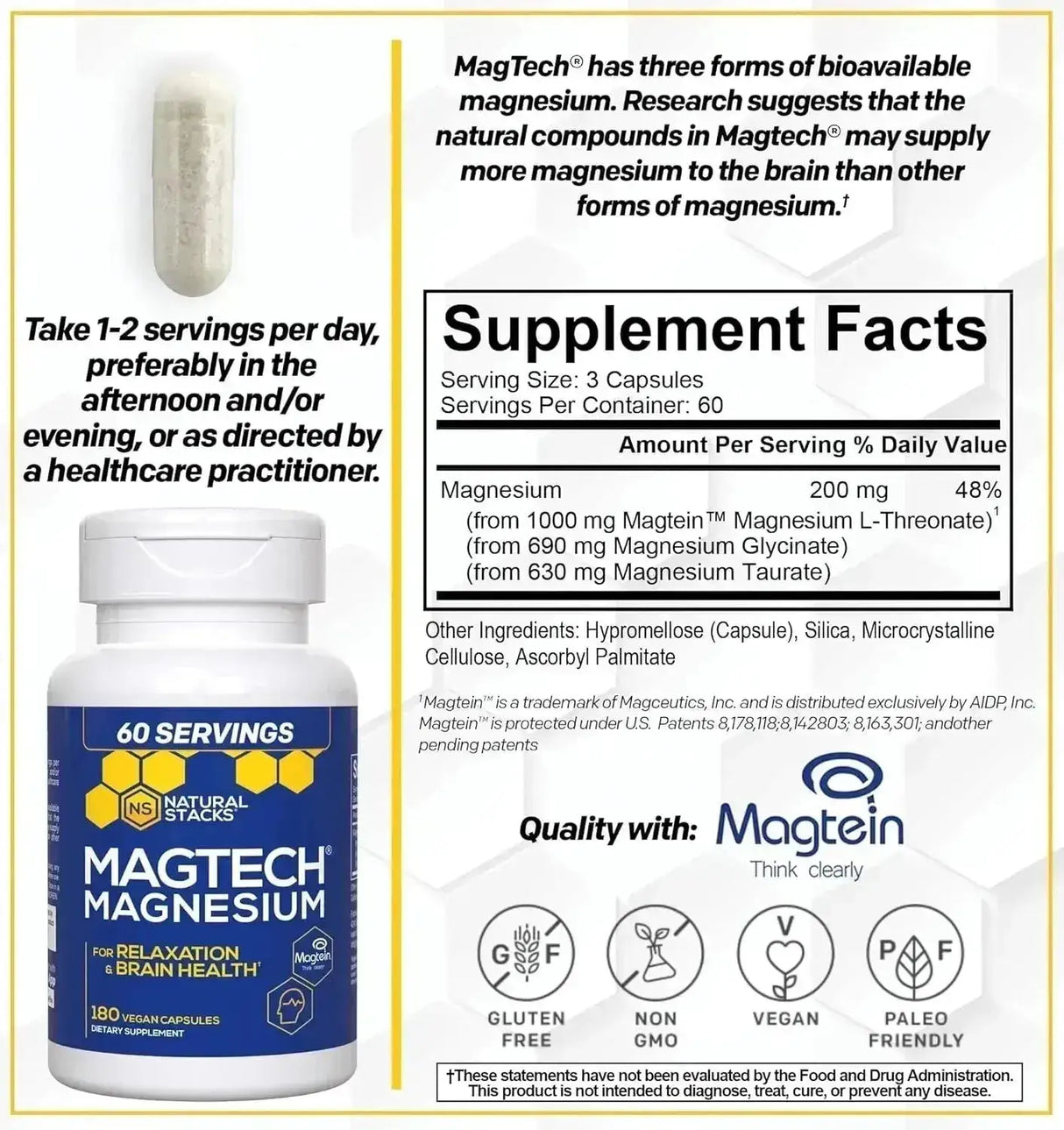 NATURAL STACKS - Natural Stacks MagTech Magnesium 200Mg. 180 Capsulas - The Red Vitamin MX - Suplementos Alimenticios - {{ shop.shopifyCountryName }}