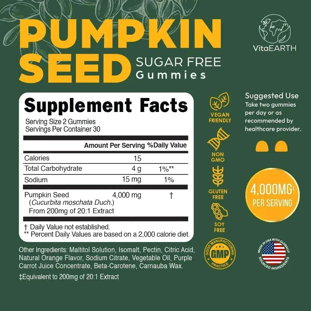 VITAEARTH - VitaEARTH Pumpkin Seed Oil Gummies 60 Gomitas - The Red Vitamin MX - Suplementos Alimenticios - {{ shop.shopifyCountryName }}