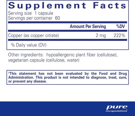 PURE ENCAPSULATIONS - Pure Encapsulations Copper Citrate 60 Capsulas - The Red Vitamin MX - Suplementos Alimenticios - {{ shop.shopifyCountryName }}