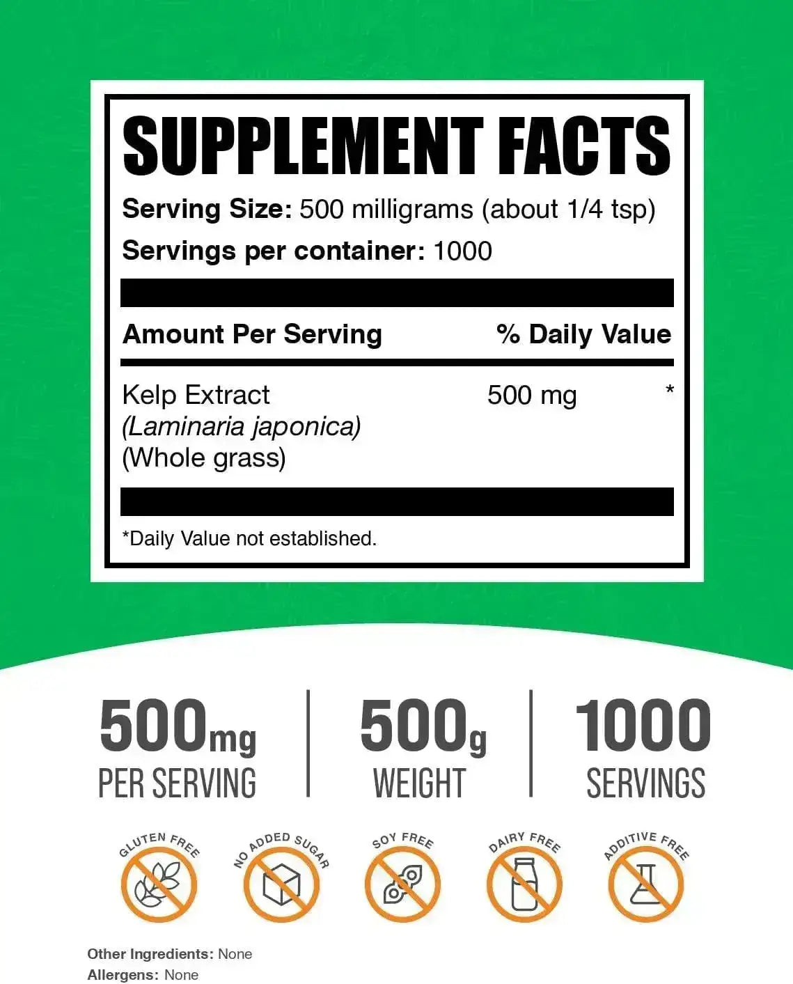 BULK SUPPLEMENTS - Bulk Supplements Kelp Extract Powder 500Gr. - The Red Vitamin MX - Suplementos Alimenticios - {{ shop.shopifyCountryName }}