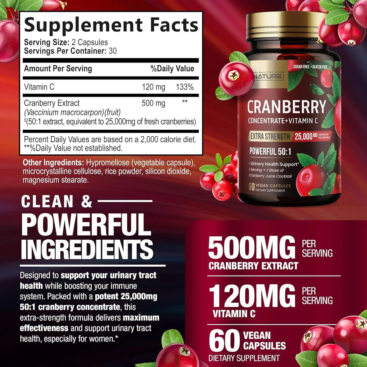 BUILT BY NATURE - Built by Nature Cranberry Pills 25,000Mg. 60 Capsulas - The Red Vitamin MX - Suplementos Alimenticios - {{ shop.shopifyCountryName }}