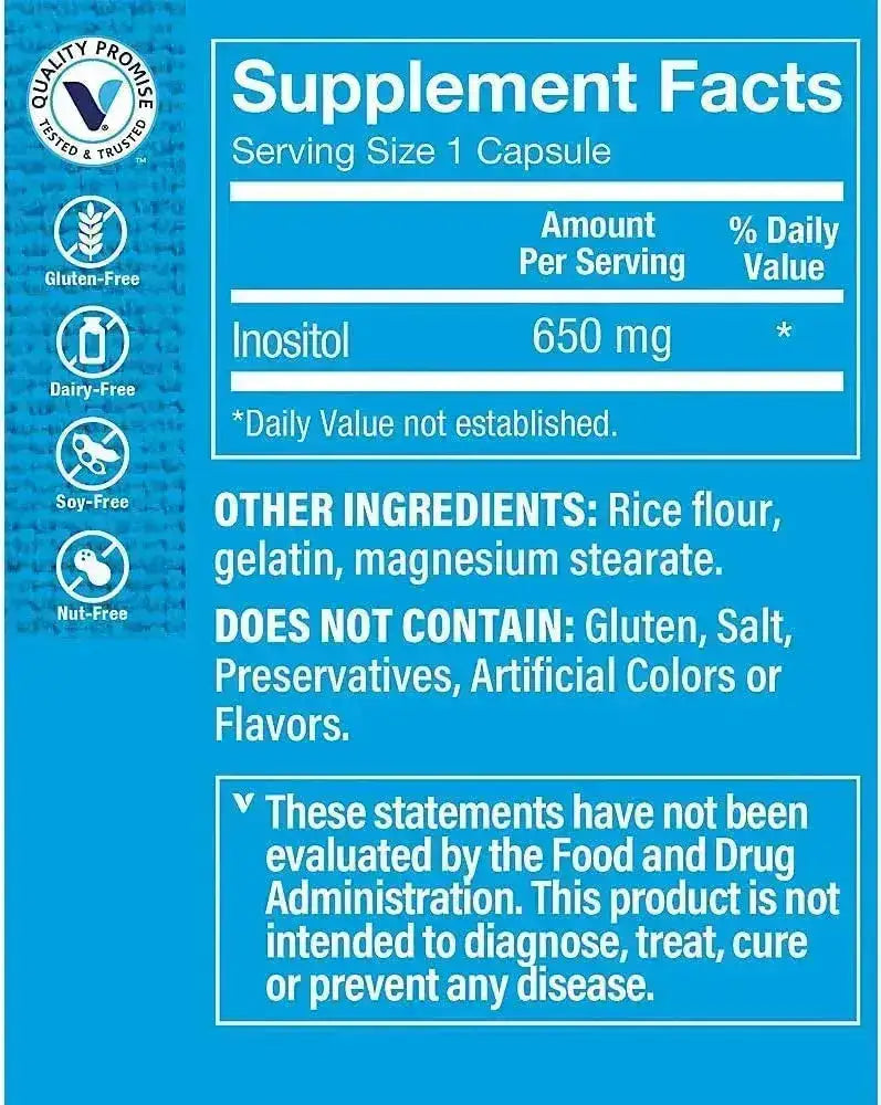 THE VITAMIN SHOPPE - The Vitamin Shoppe Inositol 650Mg. 100 Capsulas - The Red Vitamin MX - Suplementos Alimenticios - {{ shop.shopifyCountryName }}