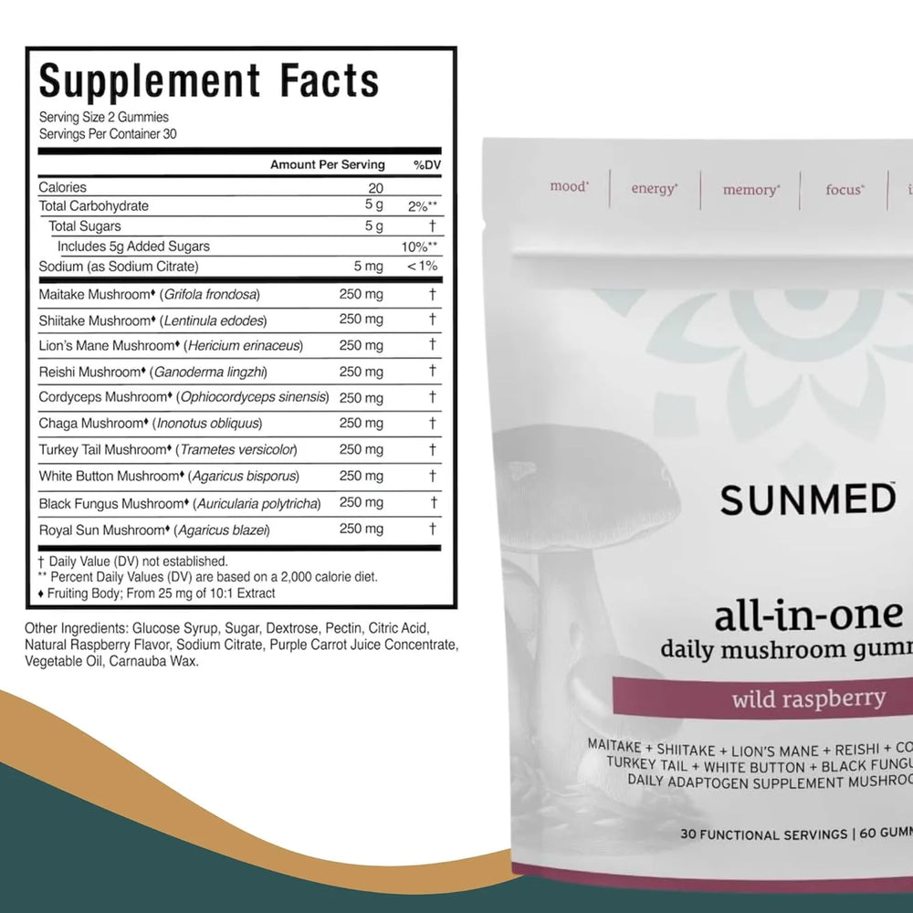 SUNMED - SUNMED All-in-One Mushroom Gummy 60 Gomitas - The Red Vitamin MX - Suplementos Alimenticios - {{ shop.shopifyCountryName }}