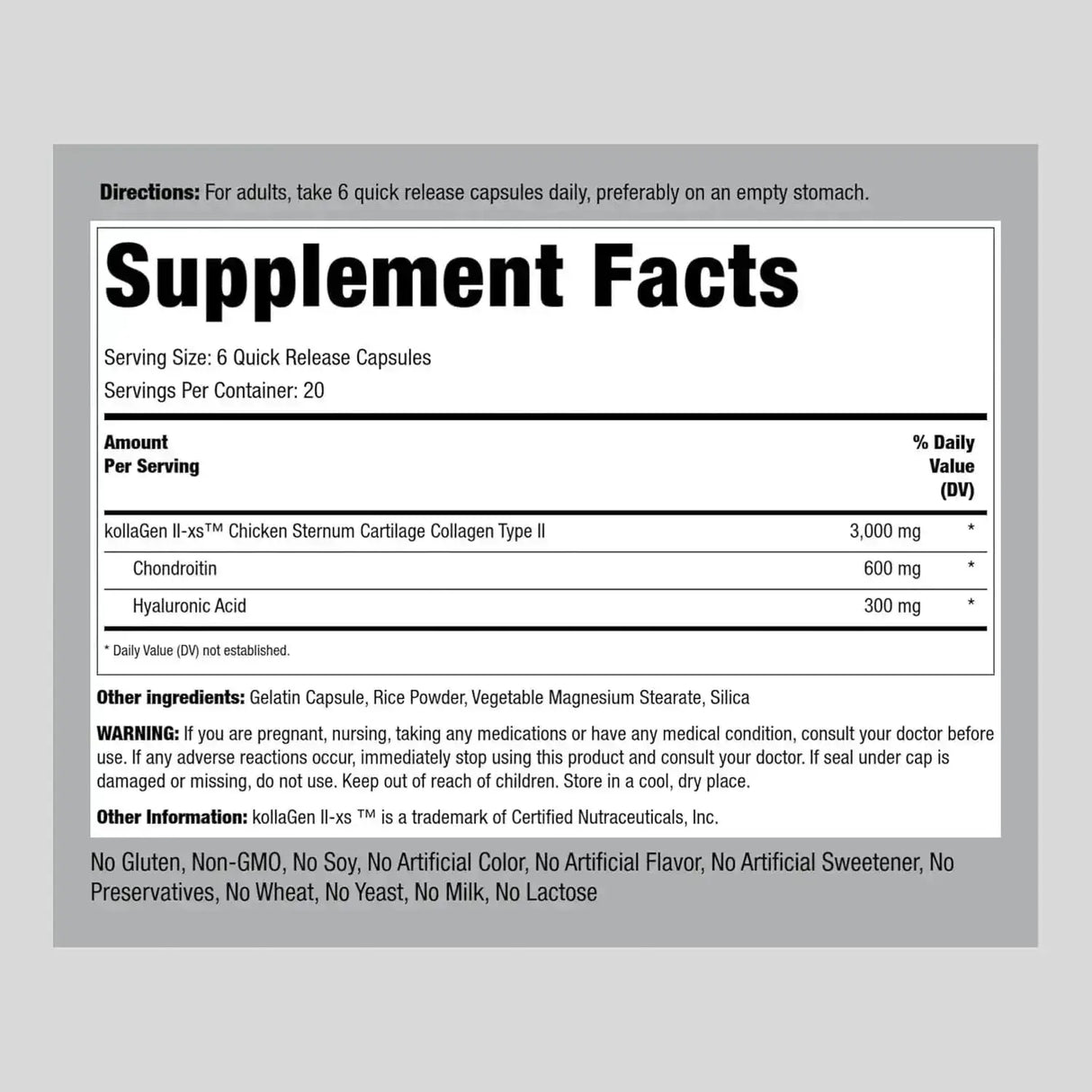 PIPING ROCK - Piping Rock Chicken Sternum Type II Collagen 3000Mg. 120 Capsulas - The Red Vitamin MX - Suplementos Alimenticios - {{ shop.shopifyCountryName }}