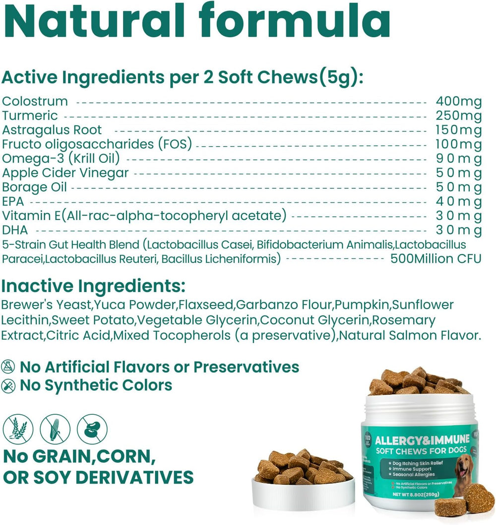 VUN Dog Allergy Relief Chews 100 Masticables