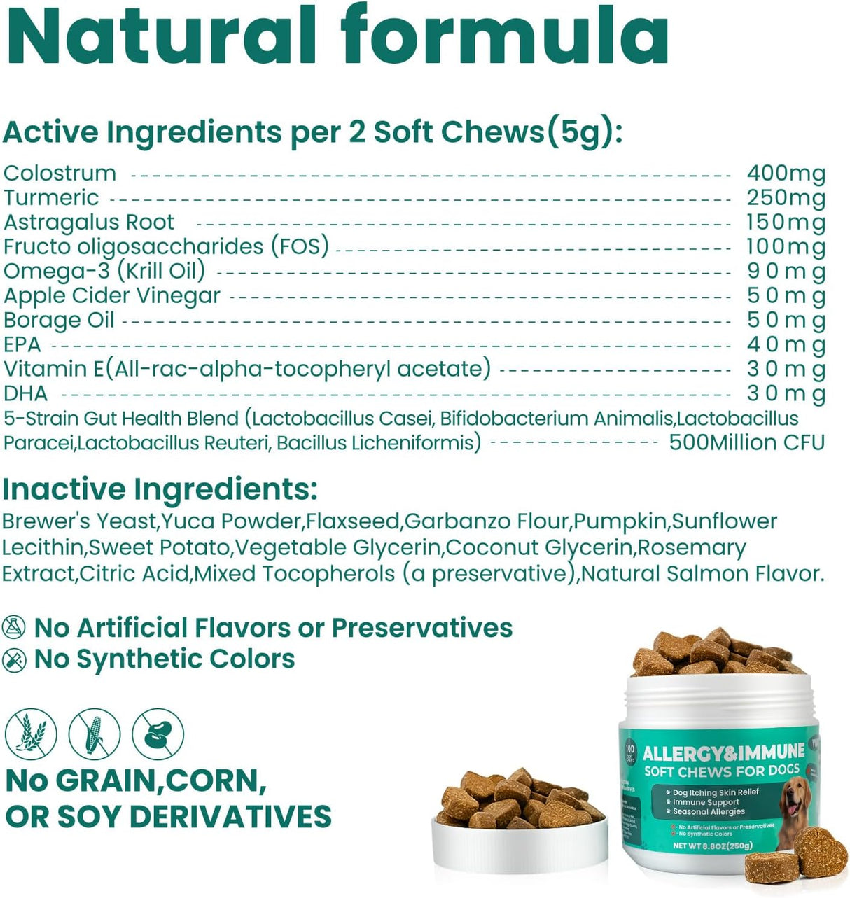 VUN Dog Allergy Relief Chews 100 Masticables