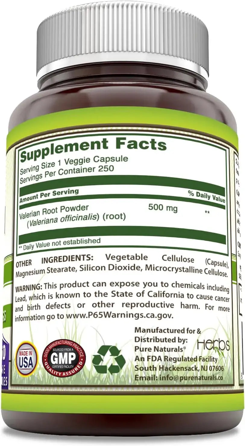 PURE NATURALS - Pure Naturals Valerian Root 500Mg. 250 Capsulas - The Red Vitamin MX - Suplementos Alimenticios - {{ shop.shopifyCountryName }}