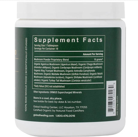 GLOBAL HEALING CENTER - Global Healing Organic Mushroom Powder 270Gr. - The Red Vitamin MX - Suplementos Alimenticios - {{ shop.shopifyCountryName }}