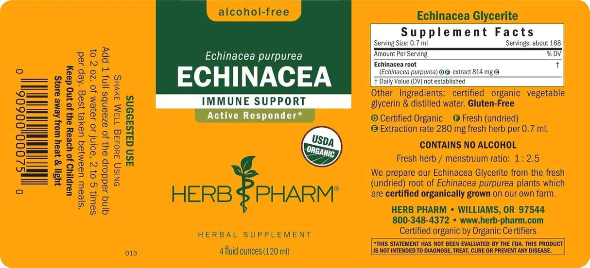 HERB PHARM - Herb Pharm Organic Echinacea Root Extract 4 Fl.Oz. - The Red Vitamin MX - Suplementos Alimenticios - {{ shop.shopifyCountryName }}