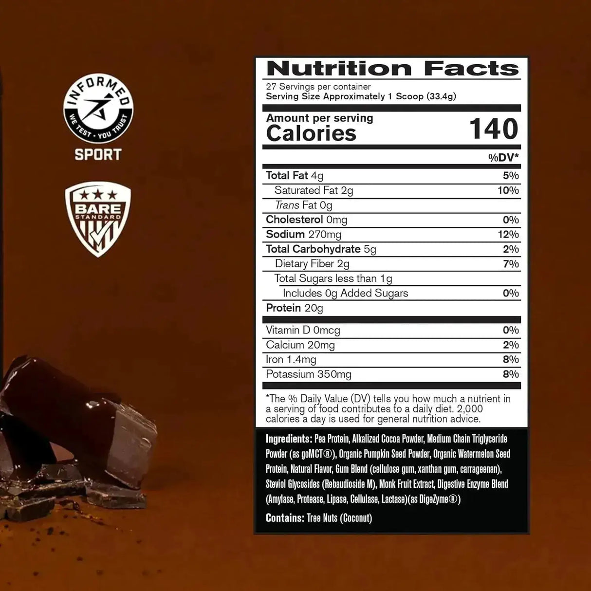 BARE PERFORMANCE NUTRITION - BARE PERFORMANCE NUTRITION Vegan Protein Chocolate 27 Servicios 891Gr. - The Red Vitamin MX - Suplementos Alimenticios - {{ shop.shopifyCountryName }}