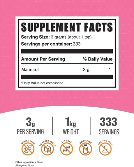 BULK SUPPLEMENTS - Bulk Supplements Mannitol Powder 1 Kg. - The Red Vitamin MX - Suplementos Alimenticios - {{ shop.shopifyCountryName }}