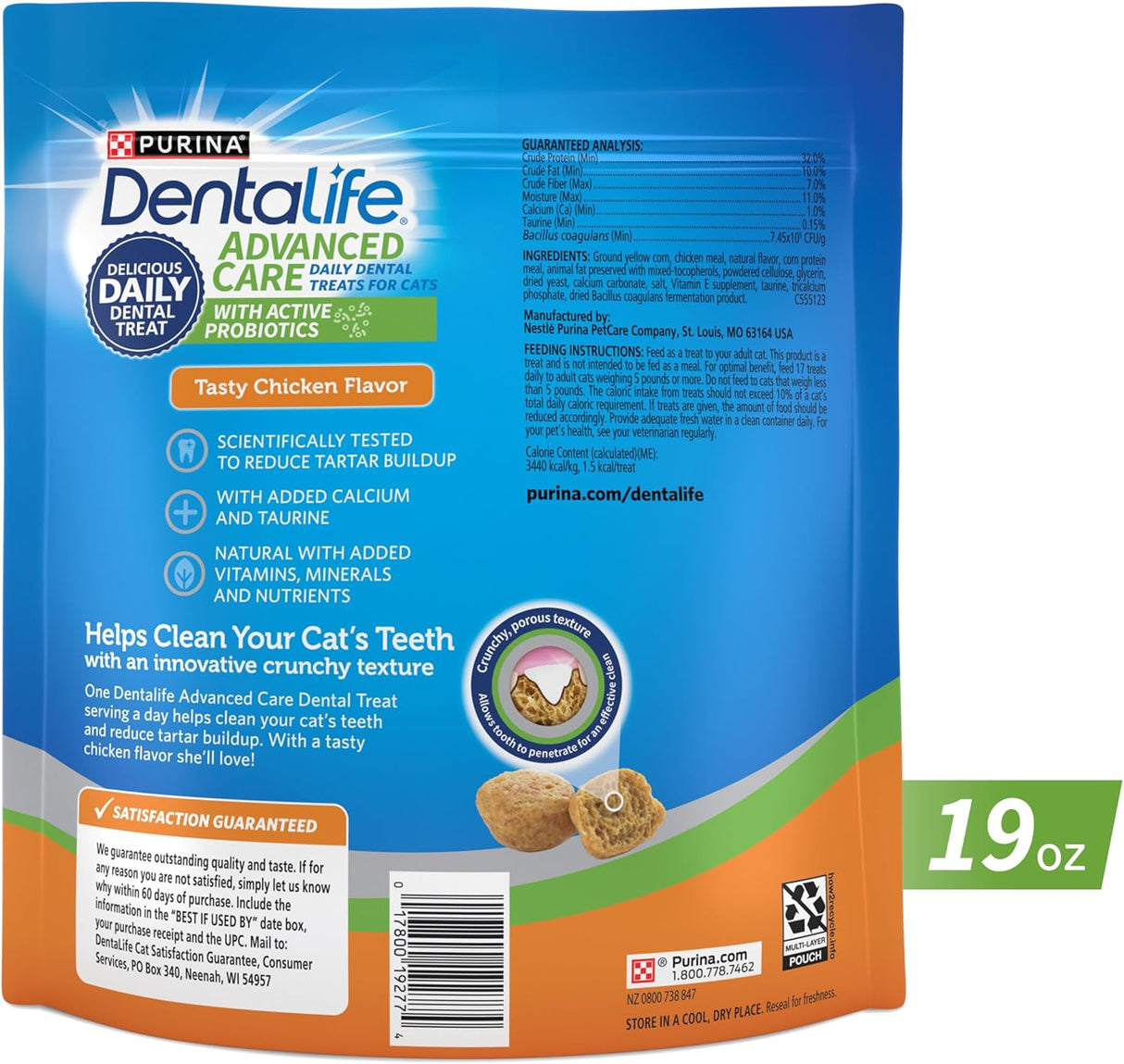 Purina DentaLife Made in USA Facilities Cat Dental Treats 19 Oz.
