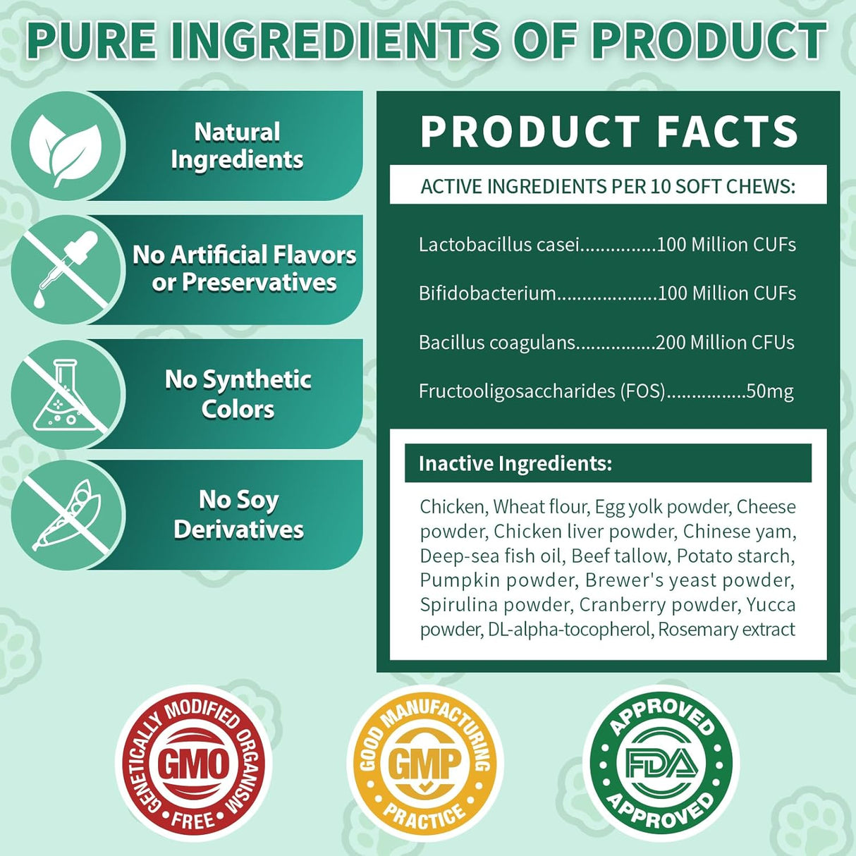 Cudory Cat Probiotics Tasty Chews for Digestive & Gut Support 500 Masticables