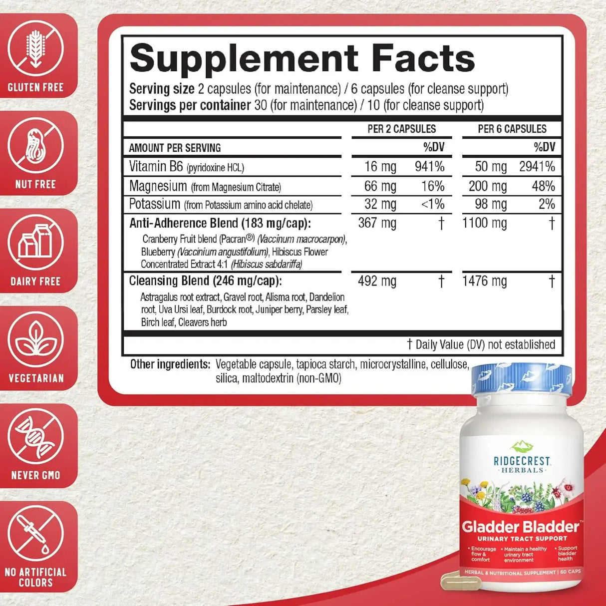 RIDGECREST HERBALS - RidgeCrest Herbals Gladder Bladder 60 Capsulas - The Red Vitamin MX - Suplementos Alimenticios - {{ shop.shopifyCountryName }}