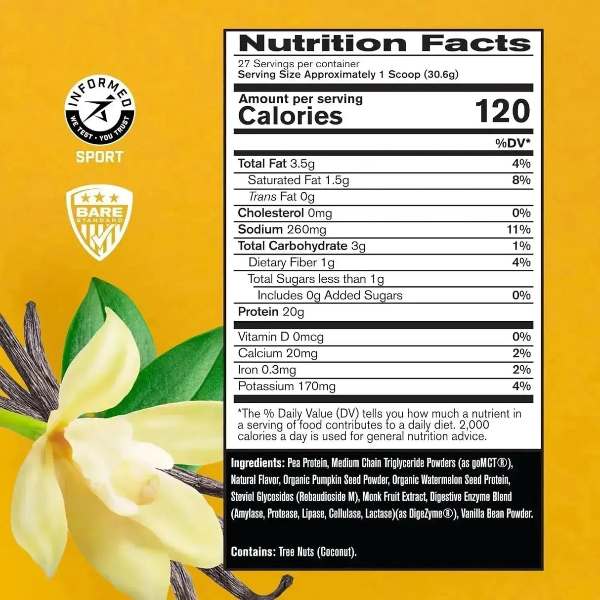 BARE PERFORMANCE NUTRITION - BARE PERFORMANCE NUTRITION Vegan Protein Vanilla 27 Servicios 845Gr. - The Red Vitamin MX - Suplementos Alimenticios - {{ shop.shopifyCountryName }}