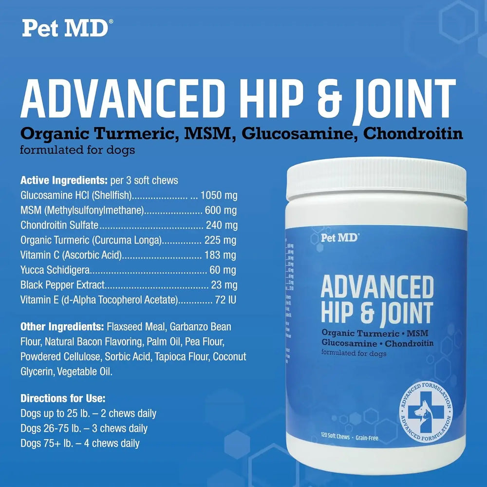 PET MD - Pet MD Glucosamine for Dogs 120 Masticables - The Red Vitamin MX - Cuidado De Cadera Y Articulaciones Para Perros - {{ shop.shopifyCountryName }}