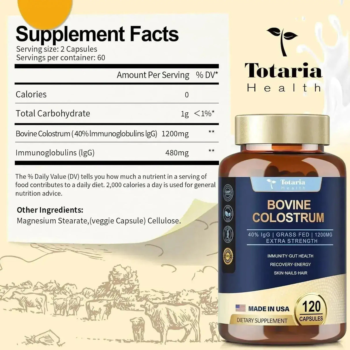 TOTARIA - Totaria Bovine Colostrum 120 Capsulas - The Red Vitamin MX - Suplementos Alimenticios - {{ shop.shopifyCountryName }}