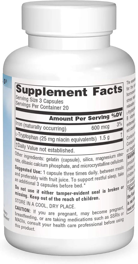 SOURCE NATURALS - Source Naturals Serene Science L-Tryptophan 500Mg. 60 Capsulas - The Red Vitamin MX - Suplementos Alimenticios - {{ shop.shopifyCountryName }}