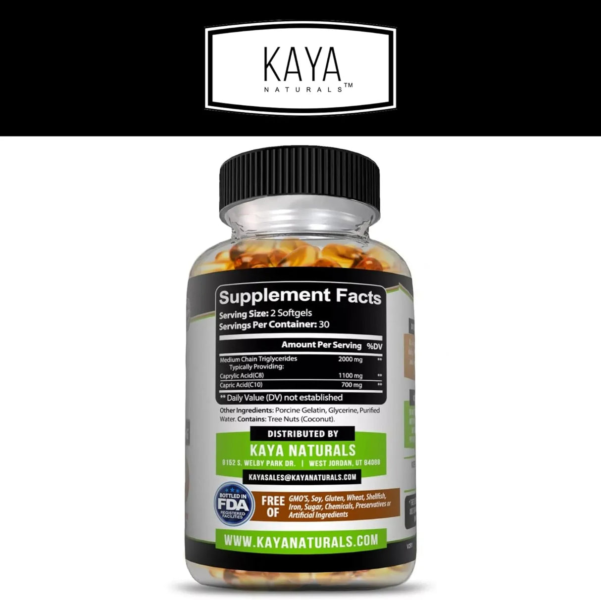 KAYA NATURALS - Kaya Naturals MCT Oil 2000Mg. 30 Capsulas Blandas - The Red Vitamin MX - Suplementos Alimenticios - {{ shop.shopifyCountryName }}