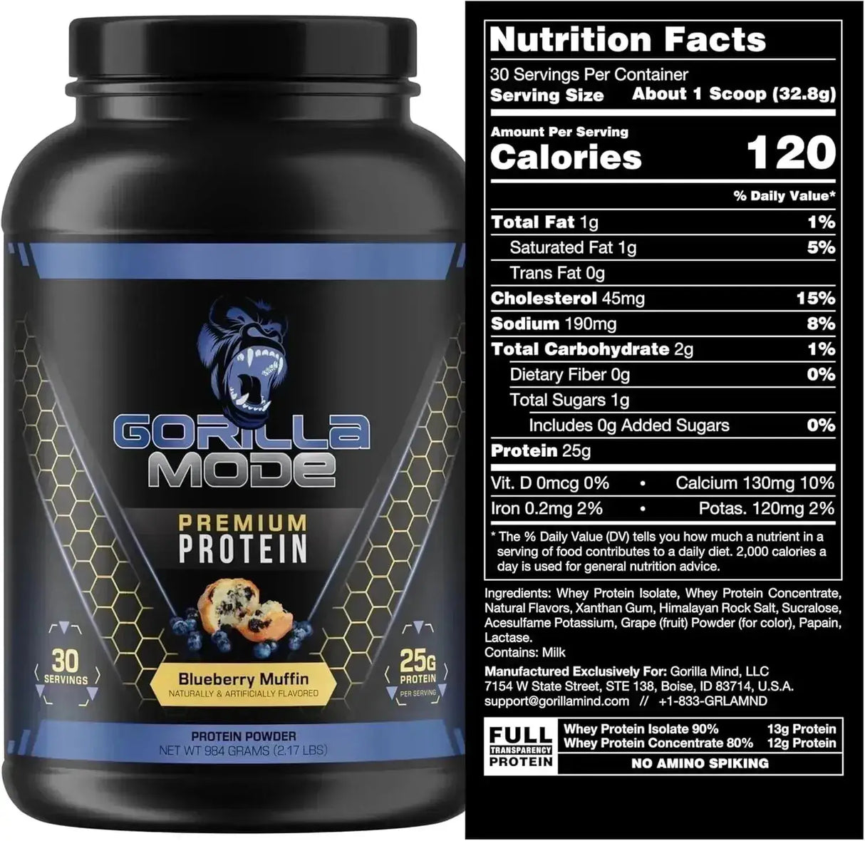 GORILLA MODE - Gorilla Mode Premium Whey Protein Blueberry Muffin 984Gr. - The Red Vitamin MX - Suplementos Alimenticios - {{ shop.shopifyCountryName }}