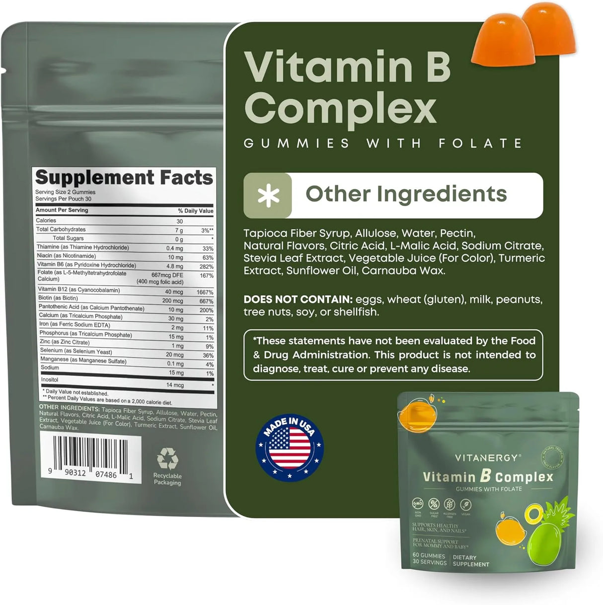 VITANERGY - Vitanergy Sugar-Free B Complex Gummies 60 Gomitas - The Red Vitamin MX - Suplementos Alimenticios - {{ shop.shopifyCountryName }}