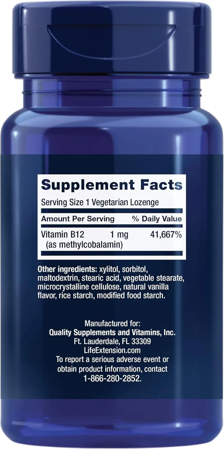 LIFE EXTENSION - Life Extension Vitamin B12 Methylcobalamin 1Mg. 60 Tabletas - The Red Vitamin MX - Suplementos Alimenticios - {{ shop.shopifyCountryName }}