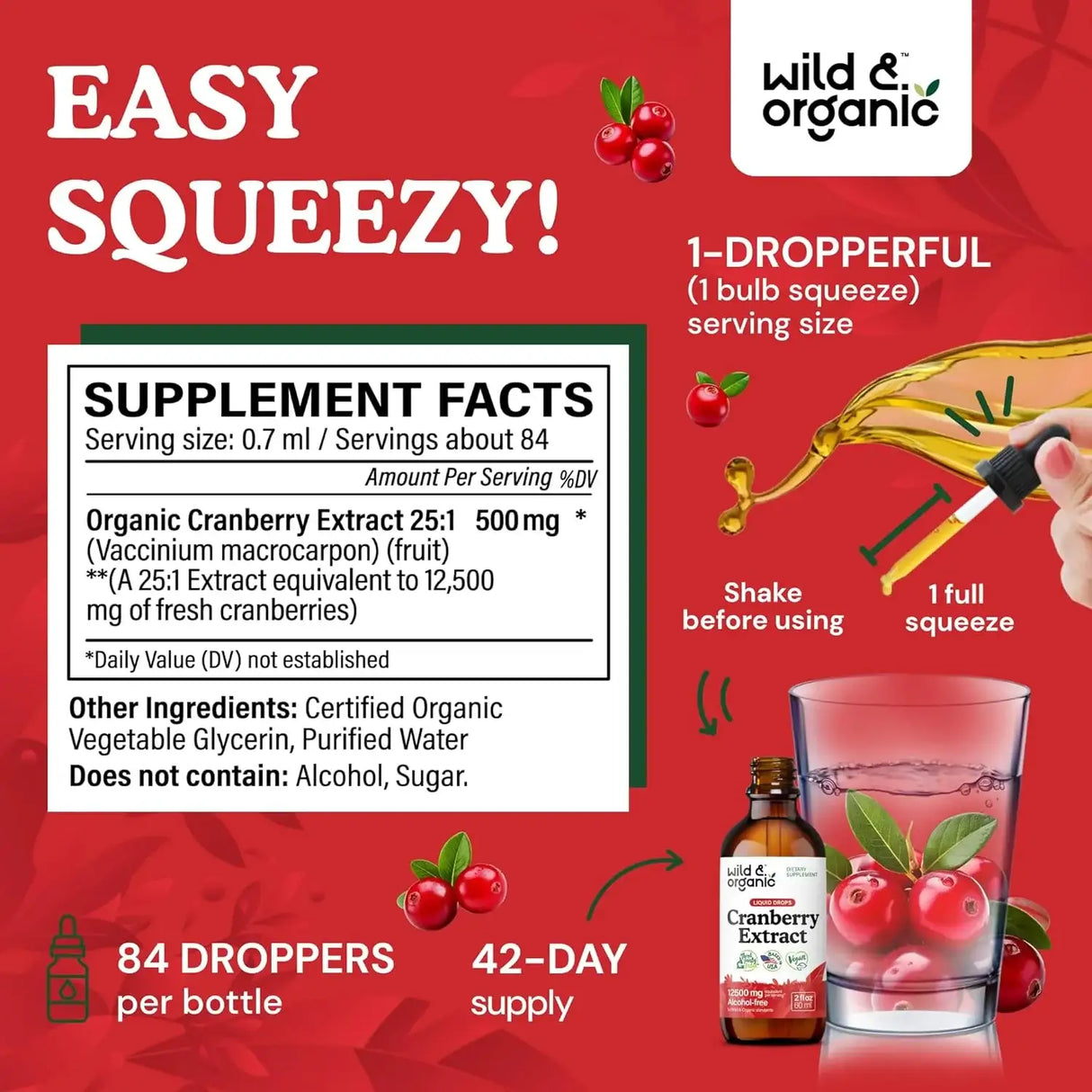 WILD & ORGANIC - Wild & Organic Cranberry Supplement Drops 2 Fl.Oz. - The Red Vitamin MX - Suplementos Alimenticios - {{ shop.shopifyCountryName }}