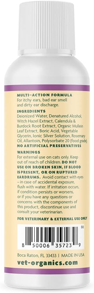 Vet Organics EcoEars Cat Ear Cleaner 118Ml.