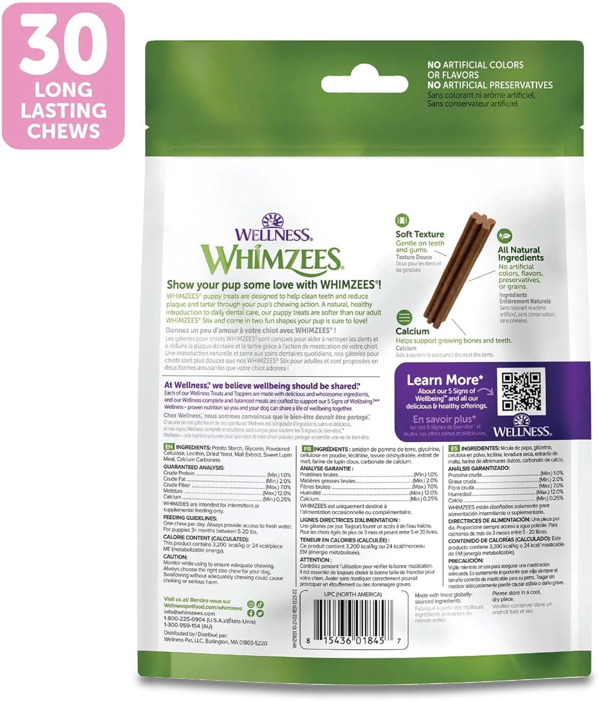 WELLNESS WHIMZEES - Wellness WHIMZEES Puppy Dog Dental Treats Extra Small & Small Size Stick 30 Piezas - The Red Vitamin MX - Cuidado Dental Para Perros - {{ shop.shopifyCountryName }}