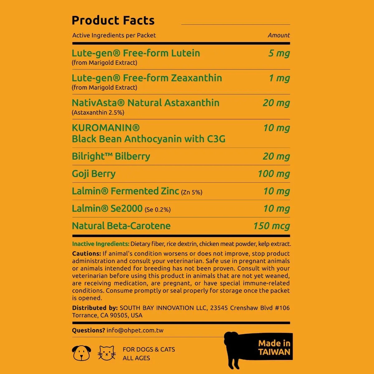 OH!PET - Oh!Pet 9-in-1 Dog & Cat Eye Supplement Lutein & Antioxidant Vision Support 30 Paquetes - The Red Vitamin MX - Cuidado De Los Ojos De Los Perros - {{ shop.shopifyCountryName }}