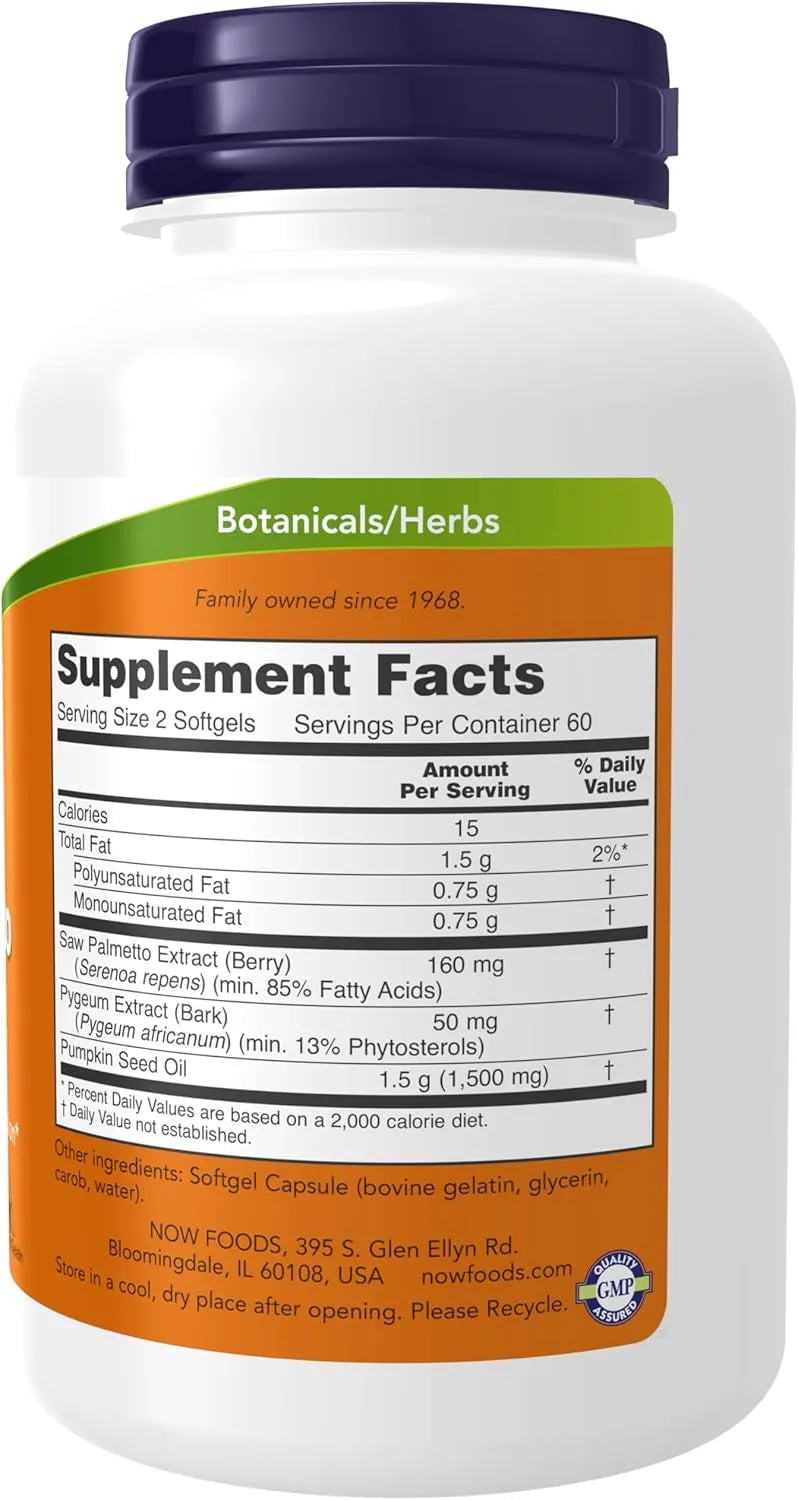NOW SUPPLEMENTS - NOW Foods Supplements Pygeum & Saw Palmetto 120 Capsulas Blandas - The Red Vitamin MX - Suplementos Alimenticios - {{ shop.shopifyCountryName }}