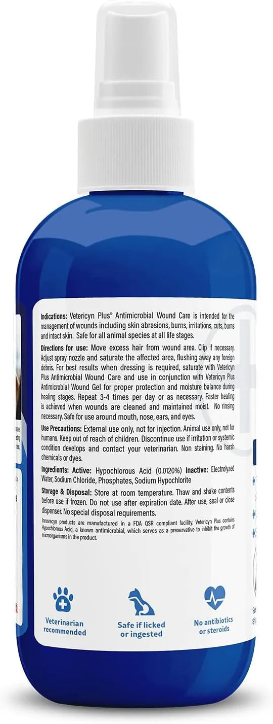 VETERICYN - Vetericyn Plus Dog Wound Care Spray 8 Fl.Oz. - The Red Vitamin MX - Remedios Para La Picazón De Perros - {{ shop.shopifyCountryName }}