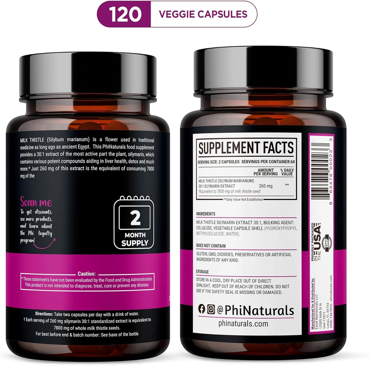 PHINATURALS - PhiNaturals Milk Thistle Extract 260Mg. 120 Capsulas - The Red Vitamin MX - Suplementos Alimenticios - {{ shop.shopifyCountryName }}