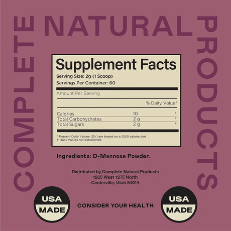 COMPLETE NATURAL PRODUCTS - Complete Natural Products Pure D-Mannose Powder 113Gr. - The Red Vitamin MX - Suplementos Alimenticios - {{ shop.shopifyCountryName }}