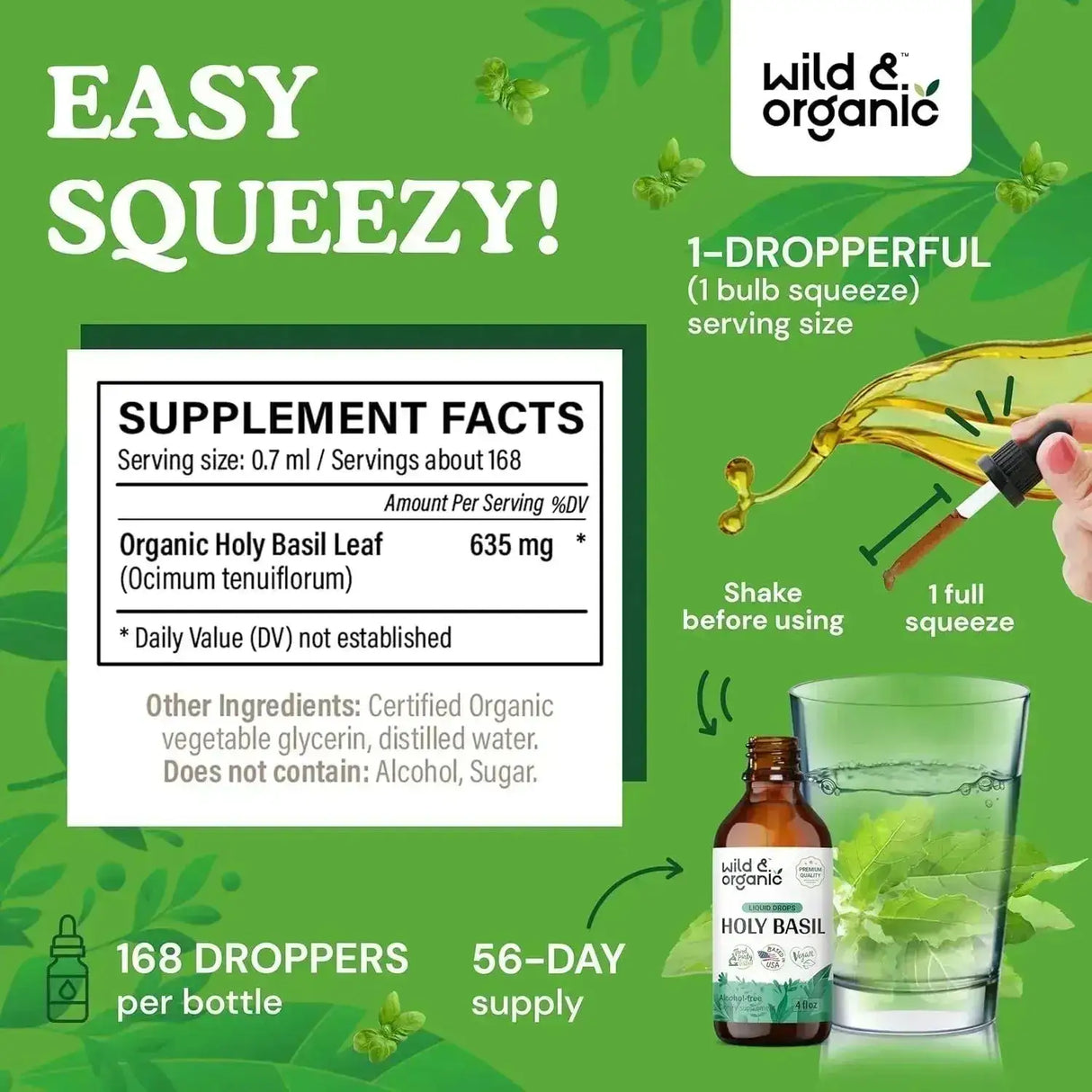 WILD & ORGANIC - Wild & Organic Holy Basil Tincture 4 Fl.Oz. - The Red Vitamin MX - Suplementos Alimenticios - {{ shop.shopifyCountryName }}