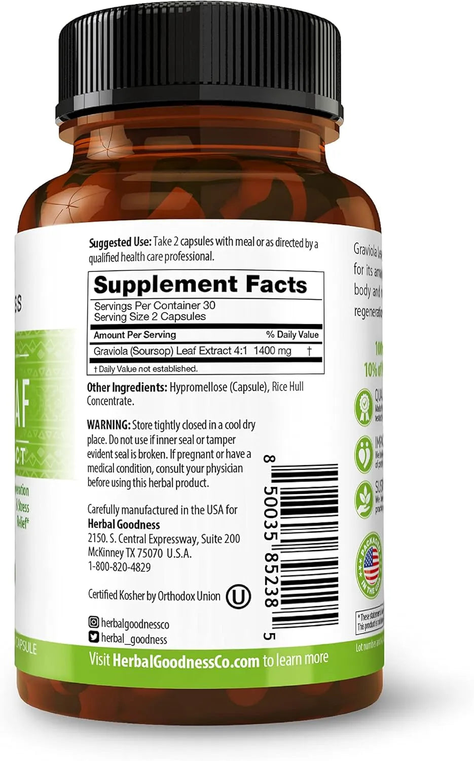 HERBAL GOODNESS - Herbal Goodness Graviola Soursop 700Mg. 60 Capsulas - The Red Vitamin MX - Suplementos Alimenticios - {{ shop.shopifyCountryName }}