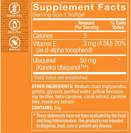 THE VITAMIN SHOPPE - The Vitamin Shoppe Ubiquinol CoQ-10 50Mg. 60 Capsulas Blandas - The Red Vitamin MX - Suplementos Alimenticios - {{ shop.shopifyCountryName }}