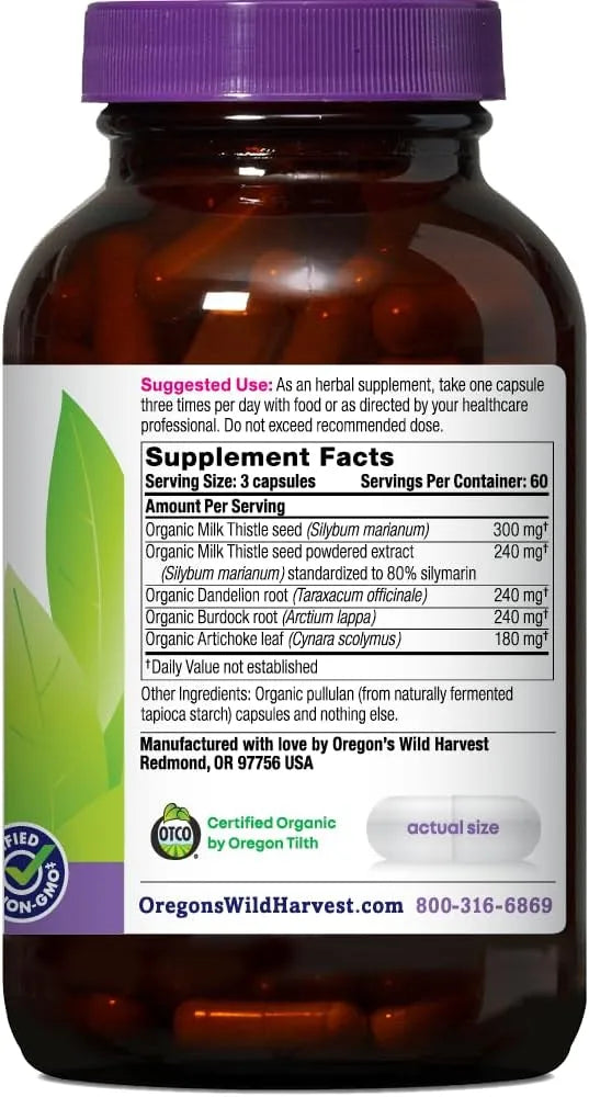 OREGON'S WILD HARVEST - Oregon's Wild Harvest Certified Organic Milk Thistle Dandelion 180 Capsulas - The Red Vitamin MX - Suplementos Alimenticios - {{ shop.shopifyCountryName }}