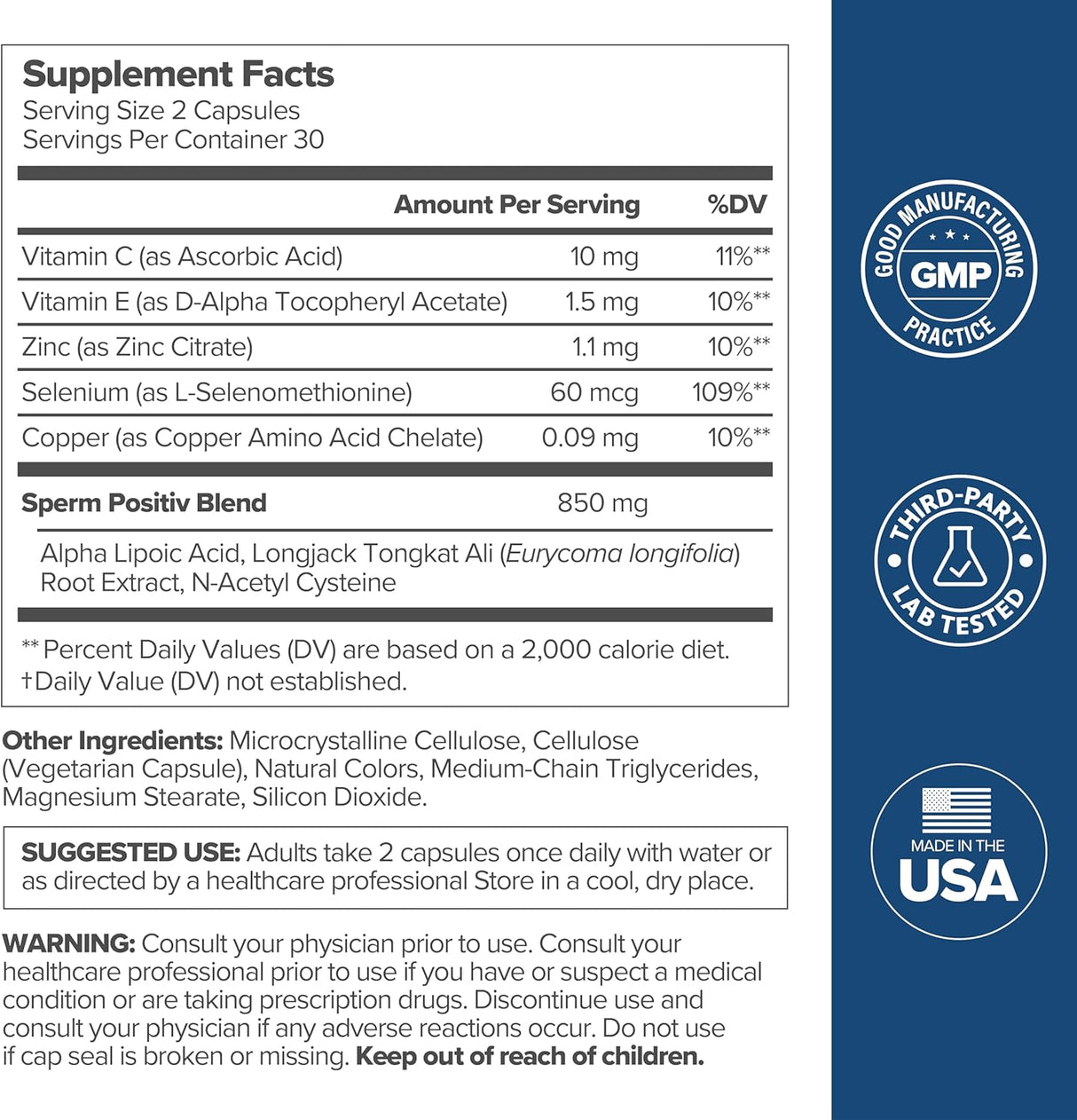 O Positiv Preggo Sperm Health Capsules for Men 60 Capsulas