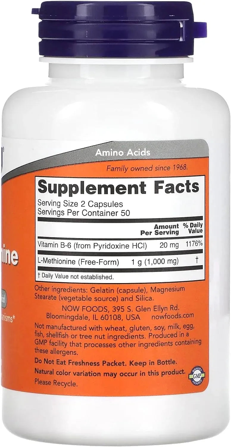 NOW SUPPLEMENTS - Now Supplements L-Methionine 500Mg. 100 Capsulas - The Red Vitamin MX - Suplementos Alimenticios - {{ shop.shopifyCountryName }}