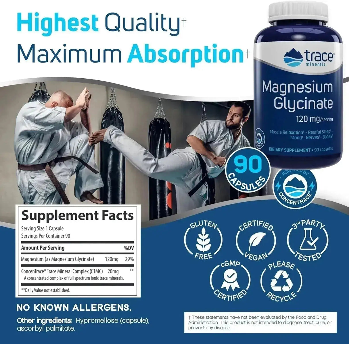 TRACE MINERALS - Trace Minerals Magnesium Glycinate 120Mg. 90 Capsulas - The Red Vitamin MX - Suplementos Alimenticios - {{ shop.shopifyCountryName }}