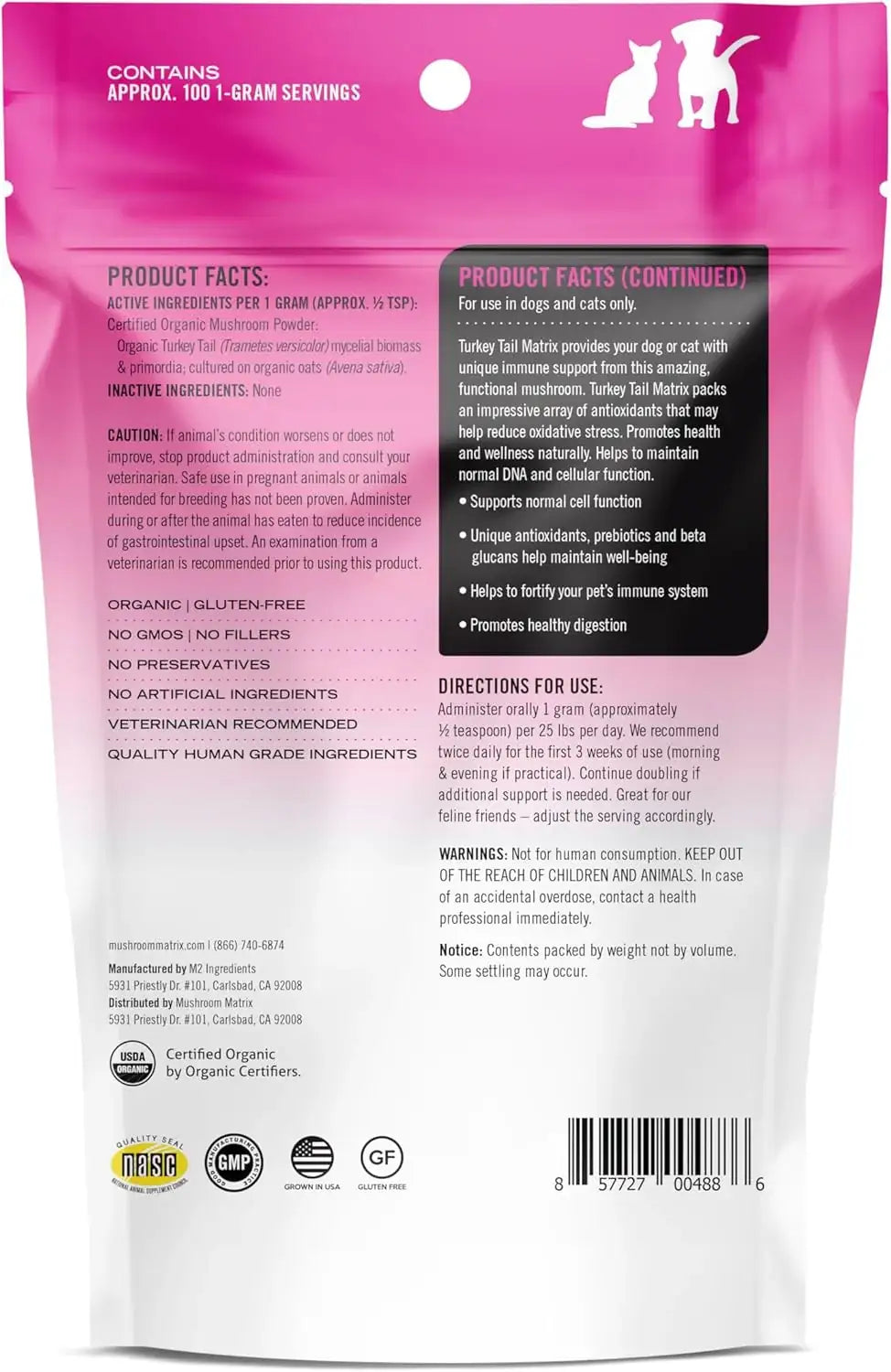 OM - Om Mushroom Matrix Pet Turkey Tail 100Gr. - The Red Vitamin MX - Suplementos Herbales Para Perros - {{ shop.shopifyCountryName }}