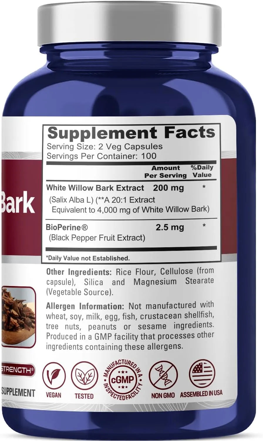 NUSAPURE - NusaPure White Willow Bark 4000Mg. 200 Capsulas - The Red Vitamin MX - Suplementos Alimenticios - {{ shop.shopifyCountryName }}