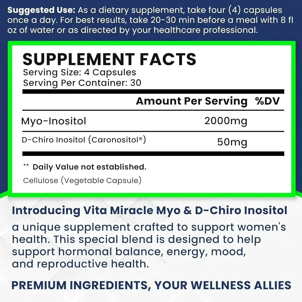 VITA MIRACLE - Vita Miracle Myo-Inositol & D-Chiro Inositol 120 Capsulas - The Red Vitamin MX - Suplementos Alimenticios - {{ shop.shopifyCountryName }}