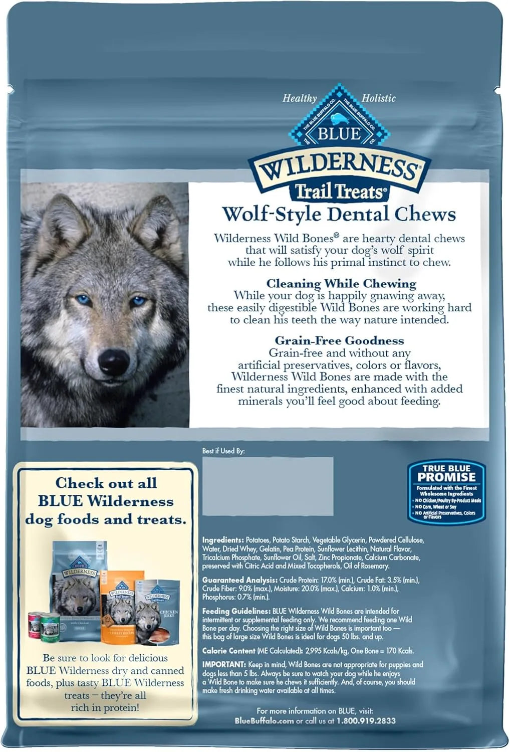 BLUE BUFFALO - Blue Buffalo Wilderness Trail Treats Wild Bones Large Dental Chews 760Gr. - The Red Vitamin MX - Cuidado Dental Para Perros - {{ shop.shopifyCountryName }}